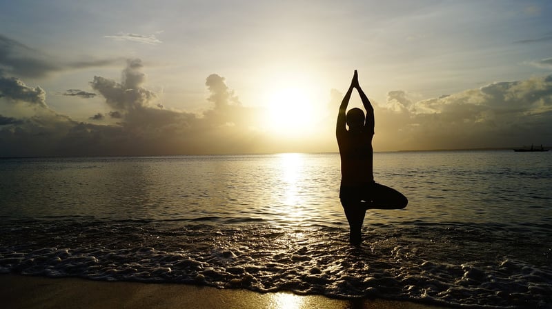 Beach Yoga Sunrise Silhouette